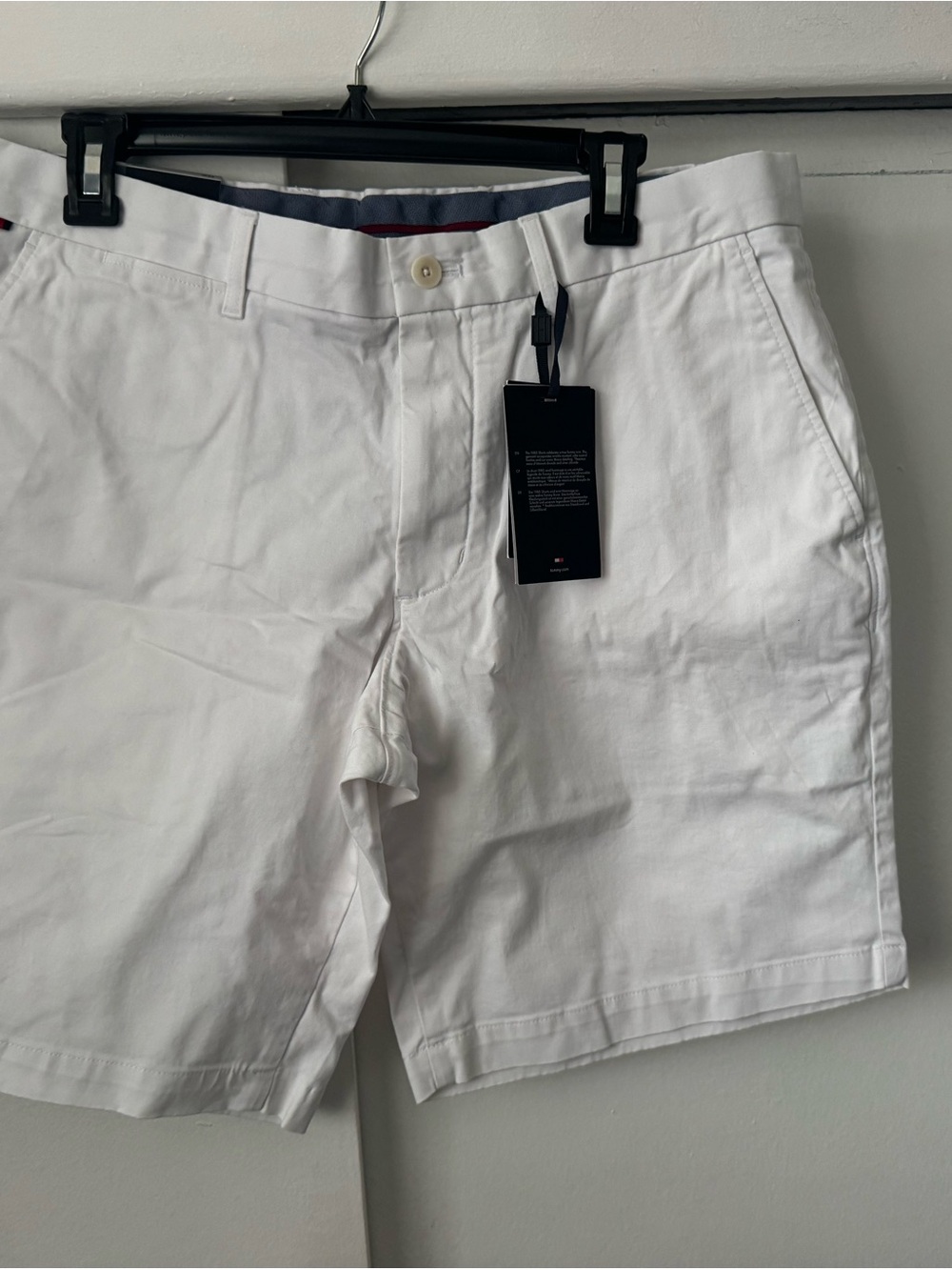 Tommy Hilfiger White Men's Flat Front Cotton Shorts